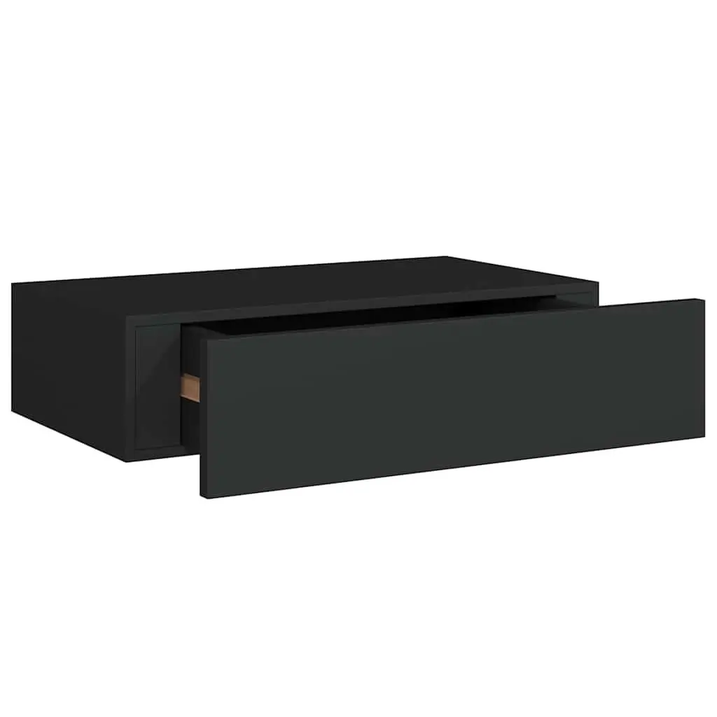 Wall-mounted Drawer Shelf Black Floating Storage Organizer 40x23.5x10cm
