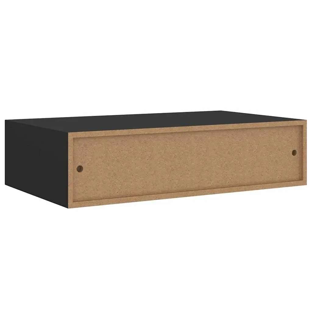 Wall-mounted Drawer Shelf Black Floating Storage Organizer 40x23.5x10cm