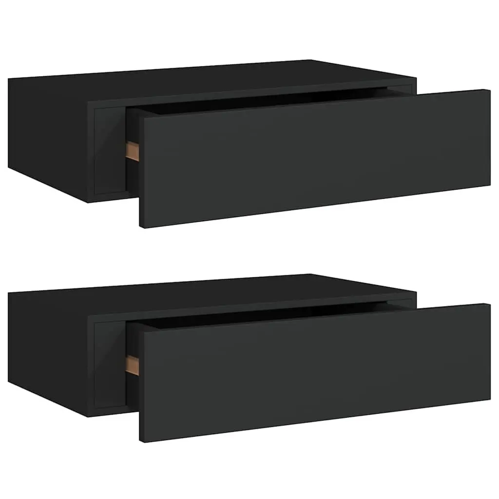 Wall-mounted Drawer Shelves 2 pcs Black Floating Storage Organizer Home Decor