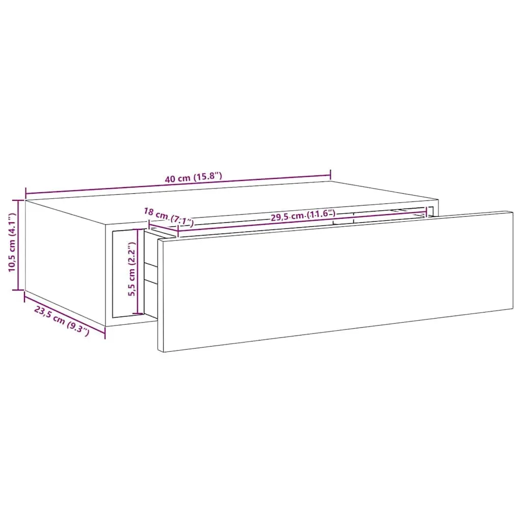 Wall-mounted Drawer Shelf MDF Floating Storage Bedroom Living Room Decor