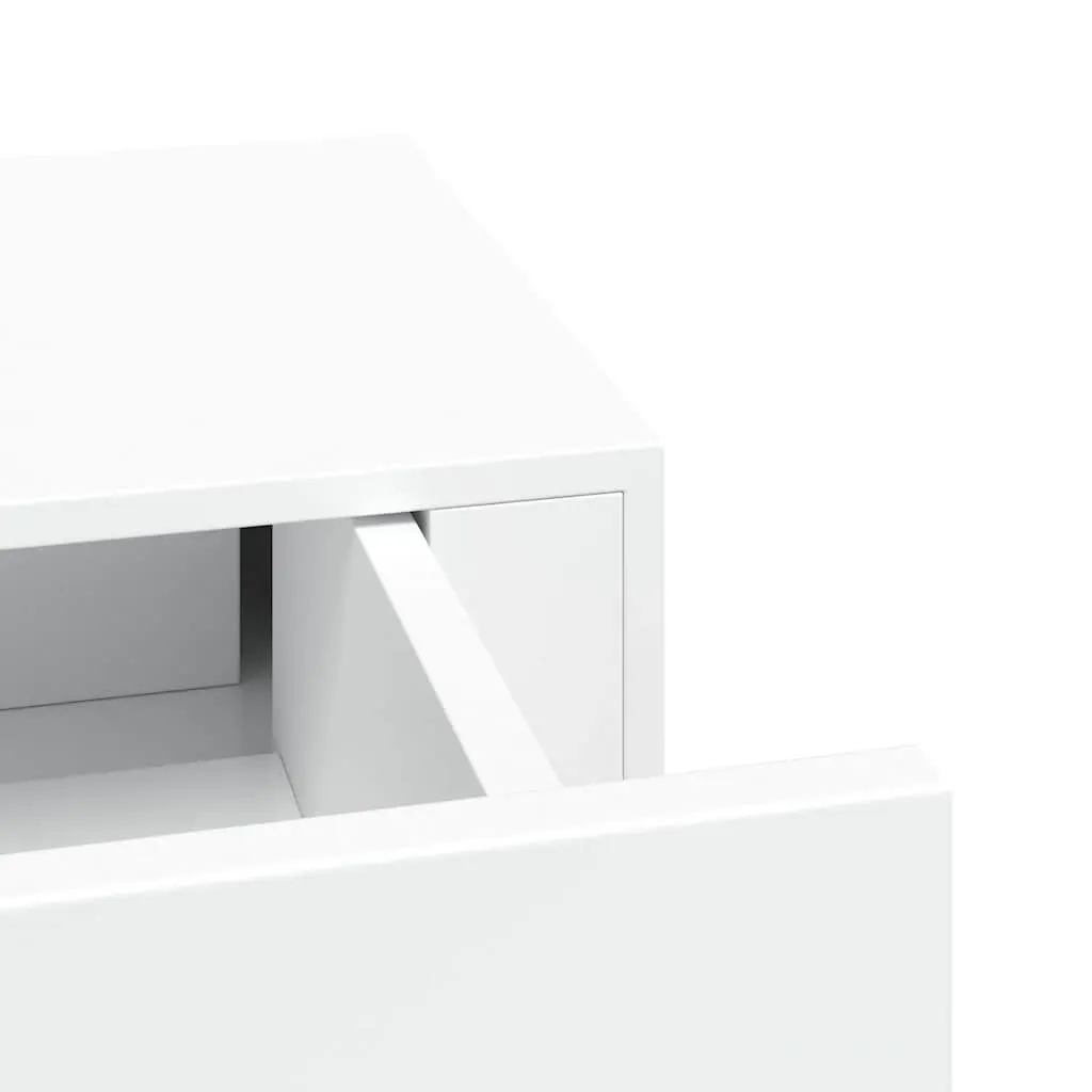 Wall-mounted Organizer Shelf with Drawer for Living Room and Bedroom in White 60x23.5x10cm