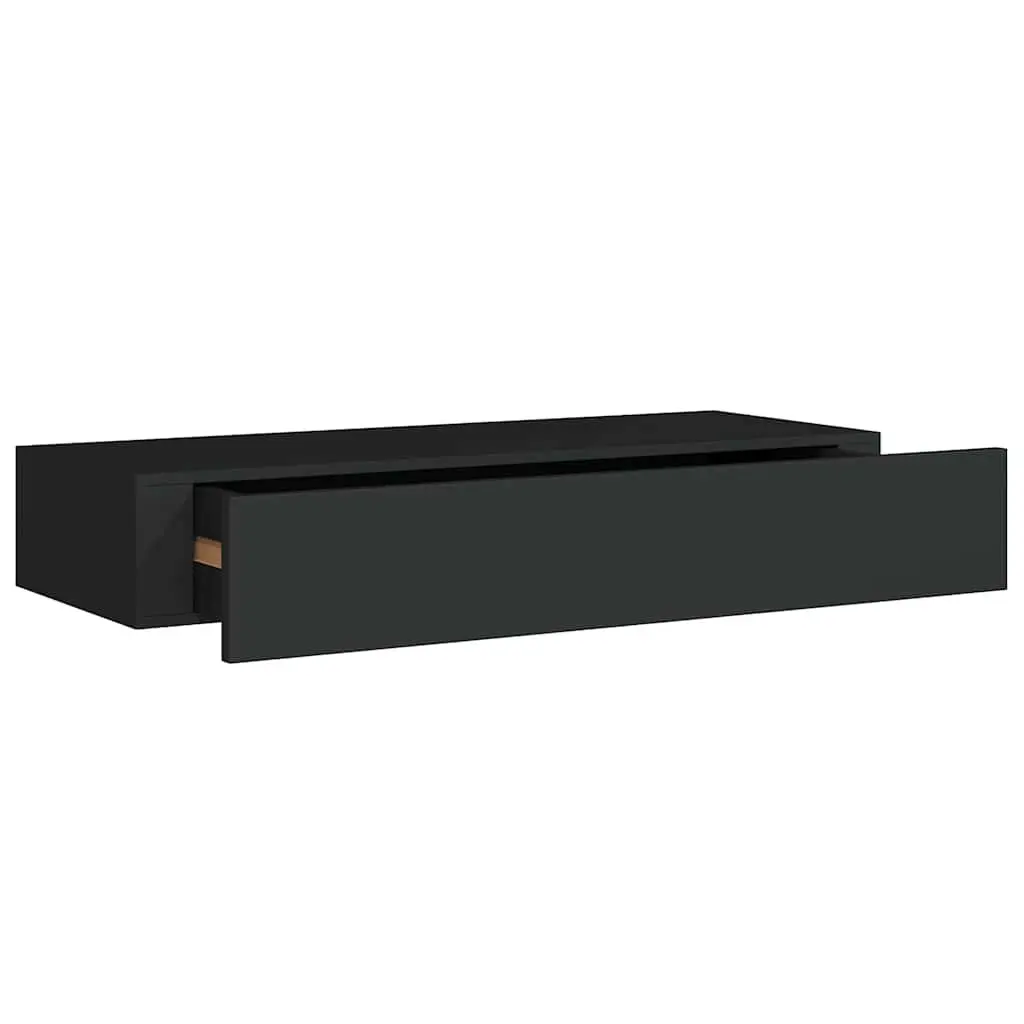 Wall-mounted Drawer Shelf Organiser for Living Room Black 60x23.5x10cm MDF