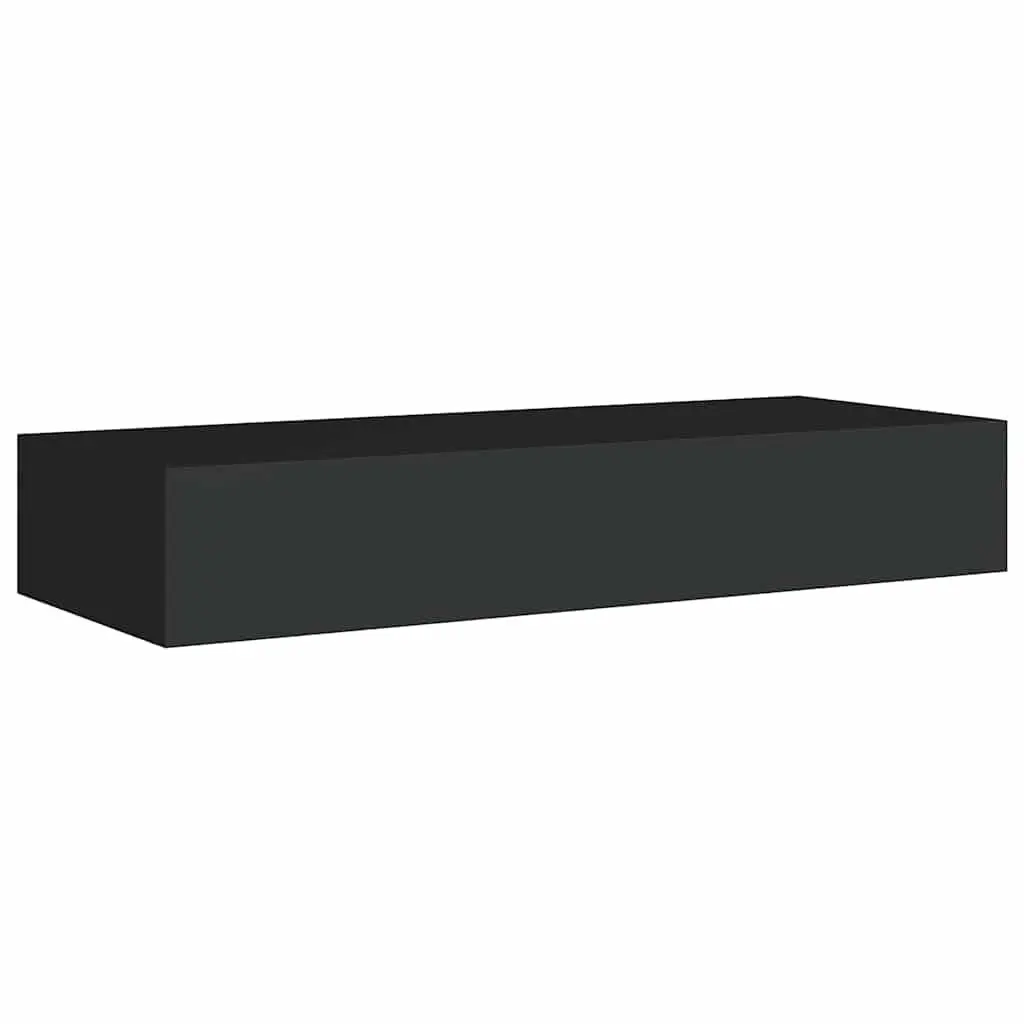 Wall-mounted Drawer Shelf Organiser for Living Room Black 60x23.5x10cm MDF