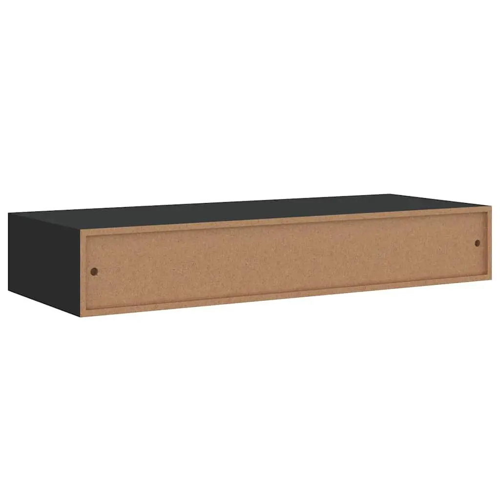 Wall-mounted Drawer Shelf Organiser for Living Room Black 60x23.5x10cm MDF
