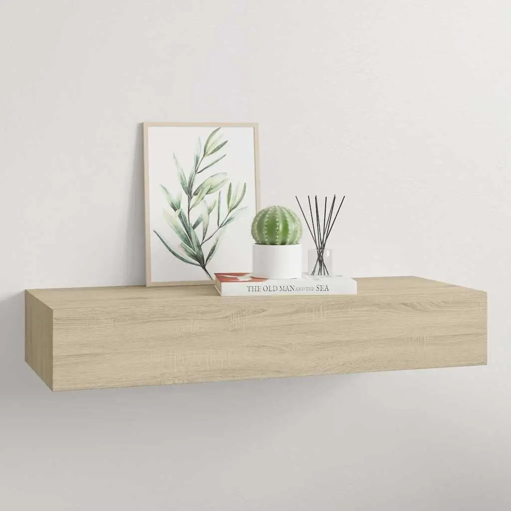 Wall-mounted Drawer Shelf for Living Room Oak Brown 60x23.5x10cm