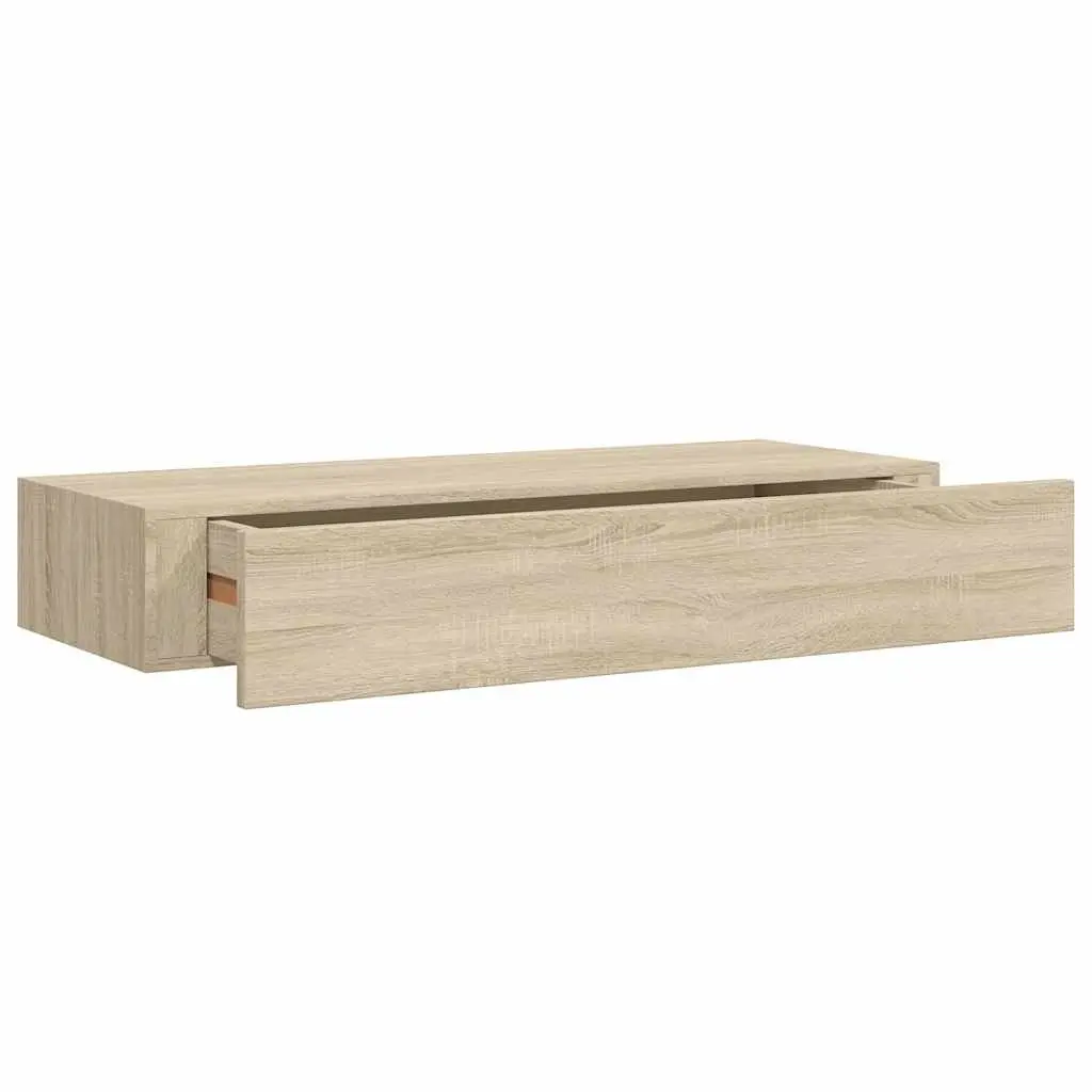 Wall-mounted Drawer Shelf for Living Room Oak Brown 60x23.5x10cm
