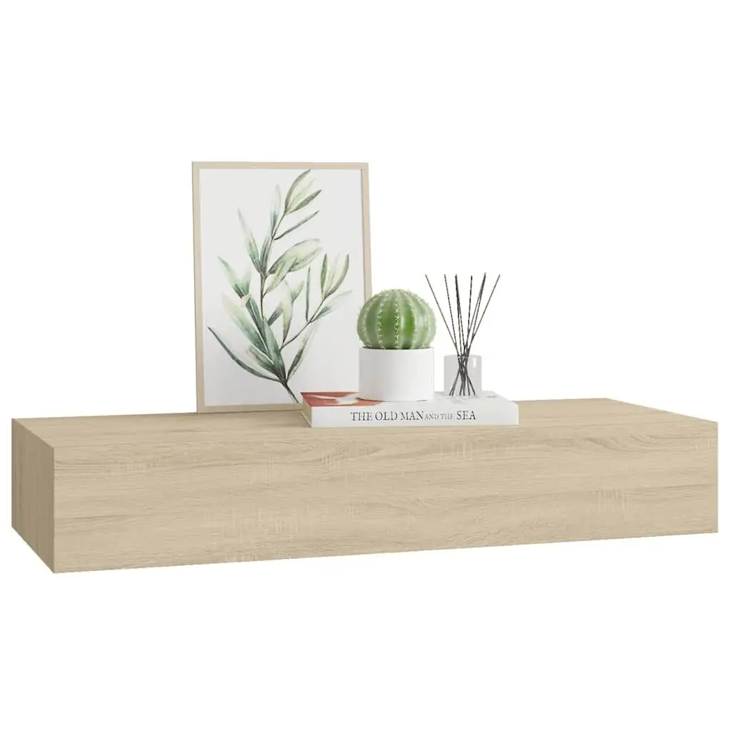 Wall-mounted Drawer Shelf for Living Room Oak Brown 60x23.5x10cm