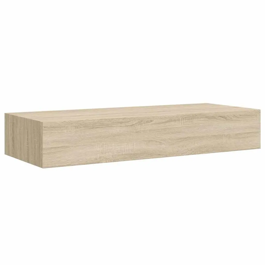 Wall-mounted Floating Storage Shelves with Drawers Oak Brown 60x23.5x10cm Set of 2 for Living Room and Bedroom