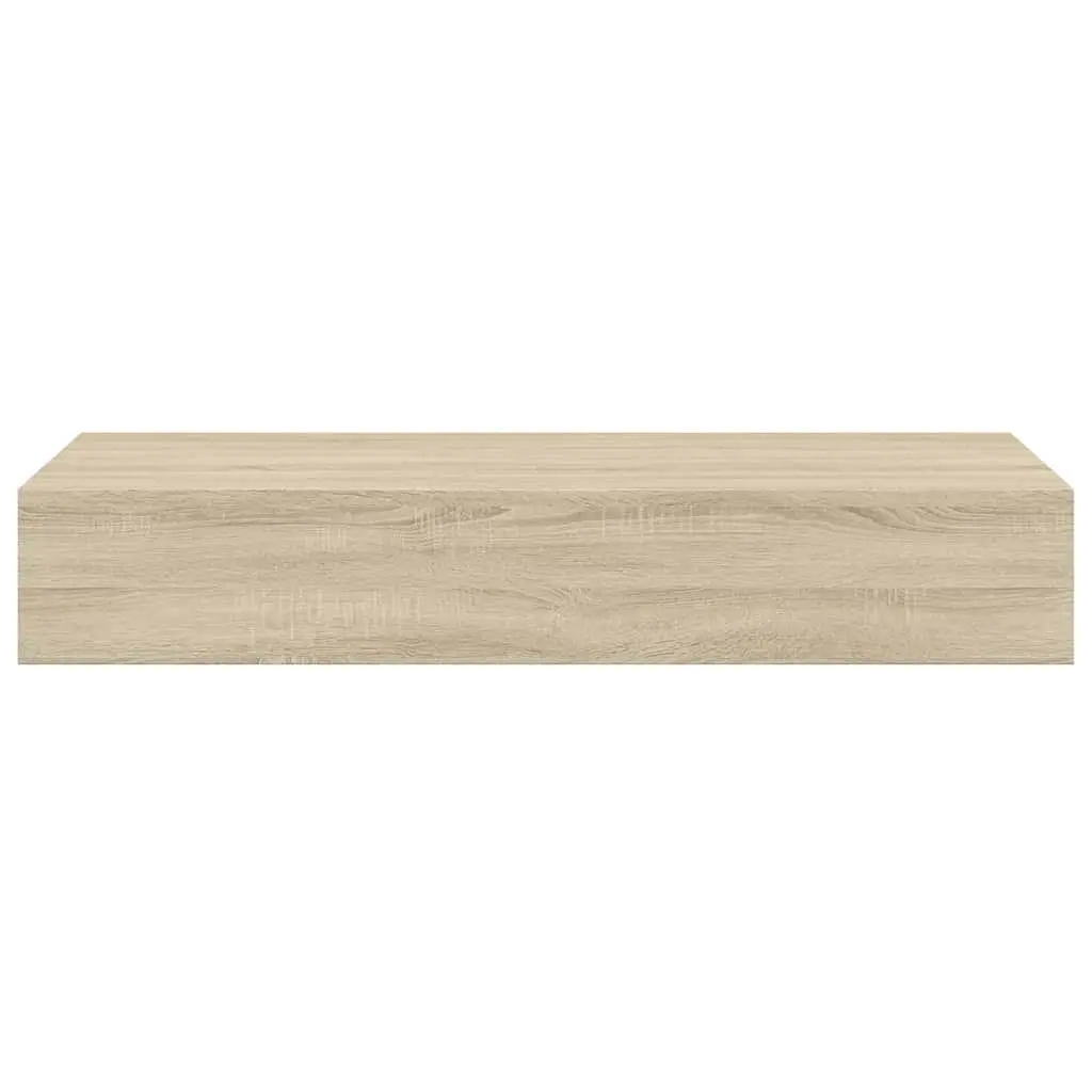 Wall-mounted Floating Storage Shelves with Drawers Oak Brown 60x23.5x10cm Set of 2 for Living Room and Bedroom