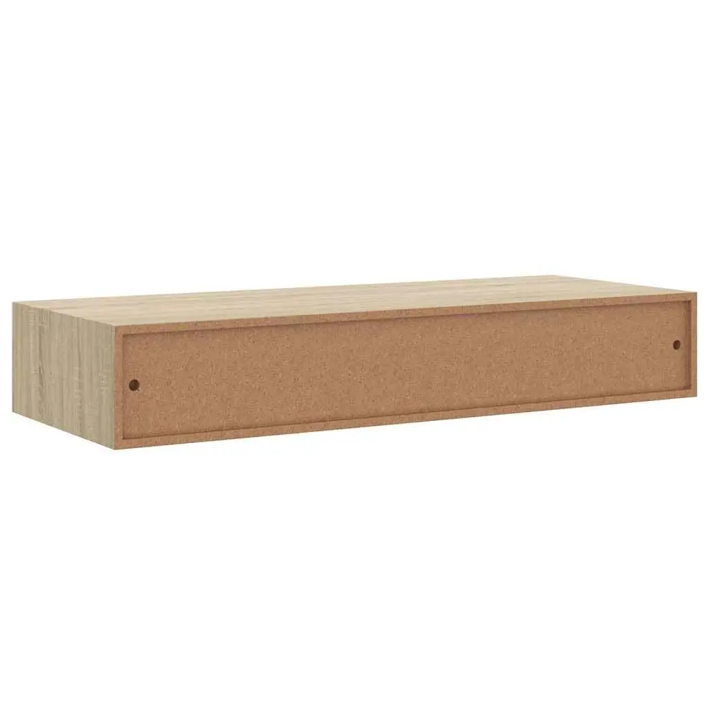 Wall-mounted Floating Storage Shelves with Drawers Oak Brown 60x23.5x10cm Set of 2 for Living Room and Bedroom