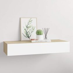 Wall-Mounted Shelf: 60x23.5x10cm MDF with Drawer