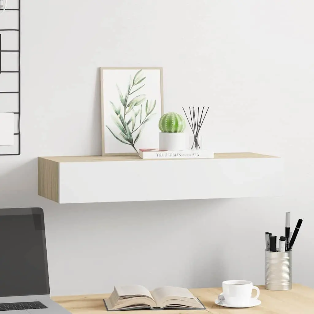 Wall-mounted Drawer Shelf Floating Storage 60x23.5x10cm for Living Room