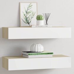 Floating Wall Drawer Shelves Set - 60x23.5x10 cm, 2 pcs