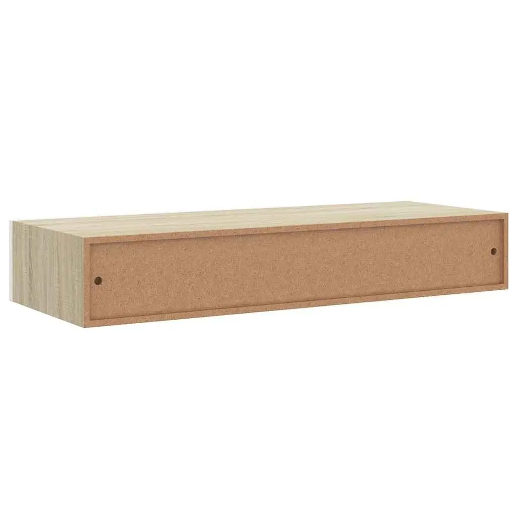 Wall Drawer Shelves Floating Storage 60x23.5x10cm 2 Piece MDF Oak White