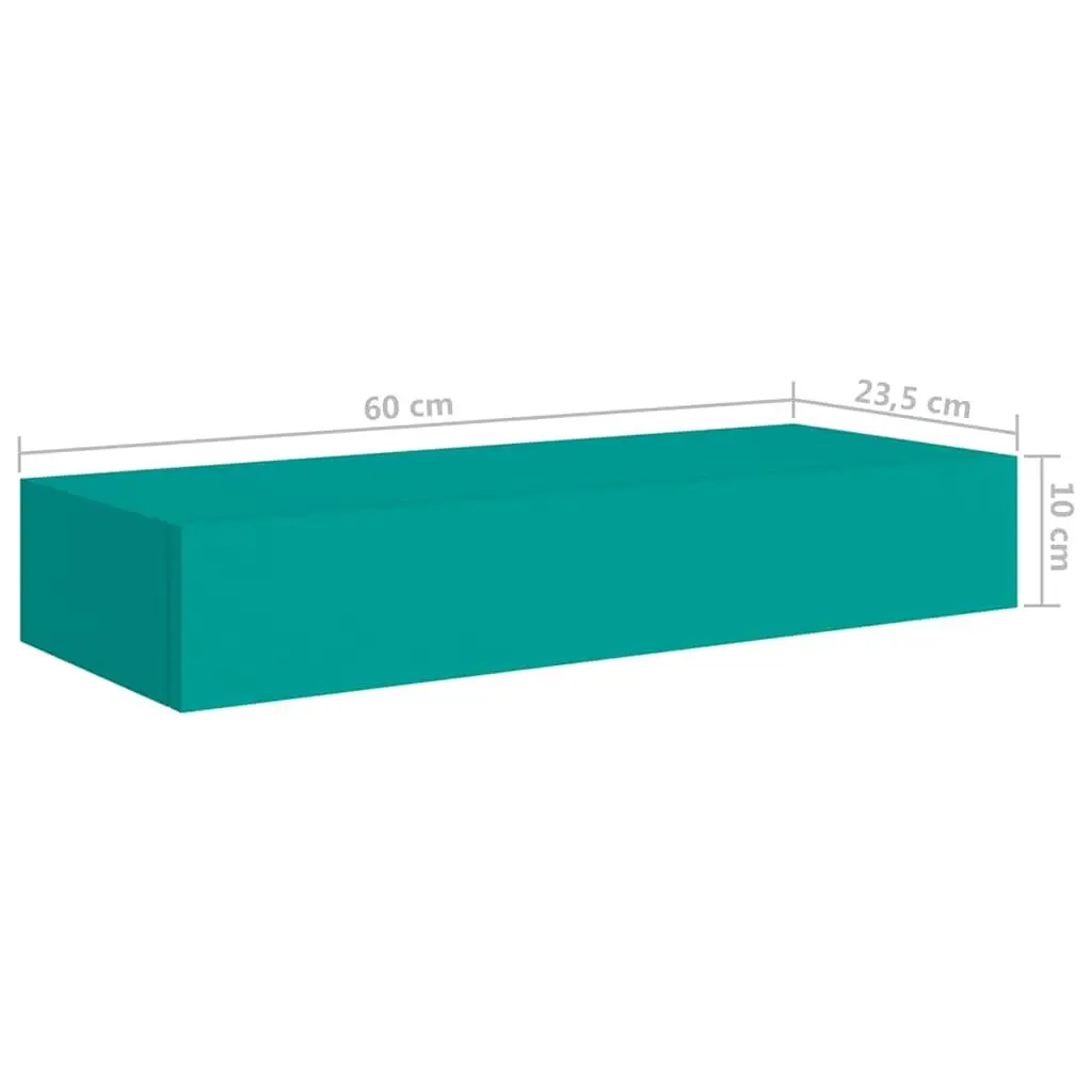 Wall-mounted Drawer Shelf Floating Storage Compact MDF Blue 60x23.5x10cm