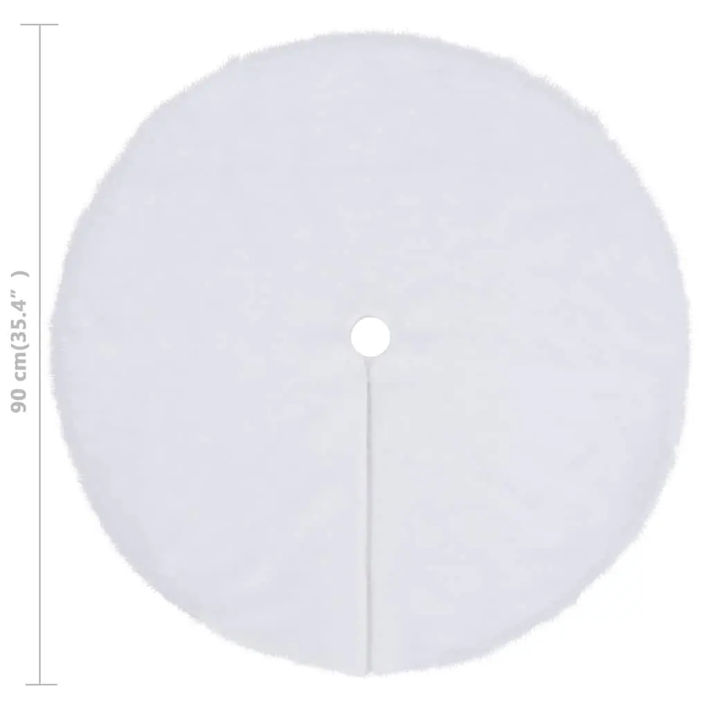 Christmas Tree Skirt White 90 cm Faux Fur Base Cover Holiday Decoration