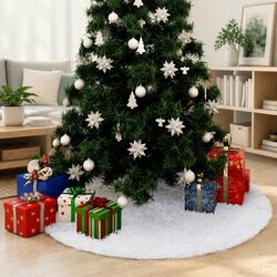 Specifications of White Faux Fur Christmas Tree Skirt 122cm
