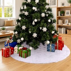 Specifications of 150cm White Faux Fur Tree Skirt