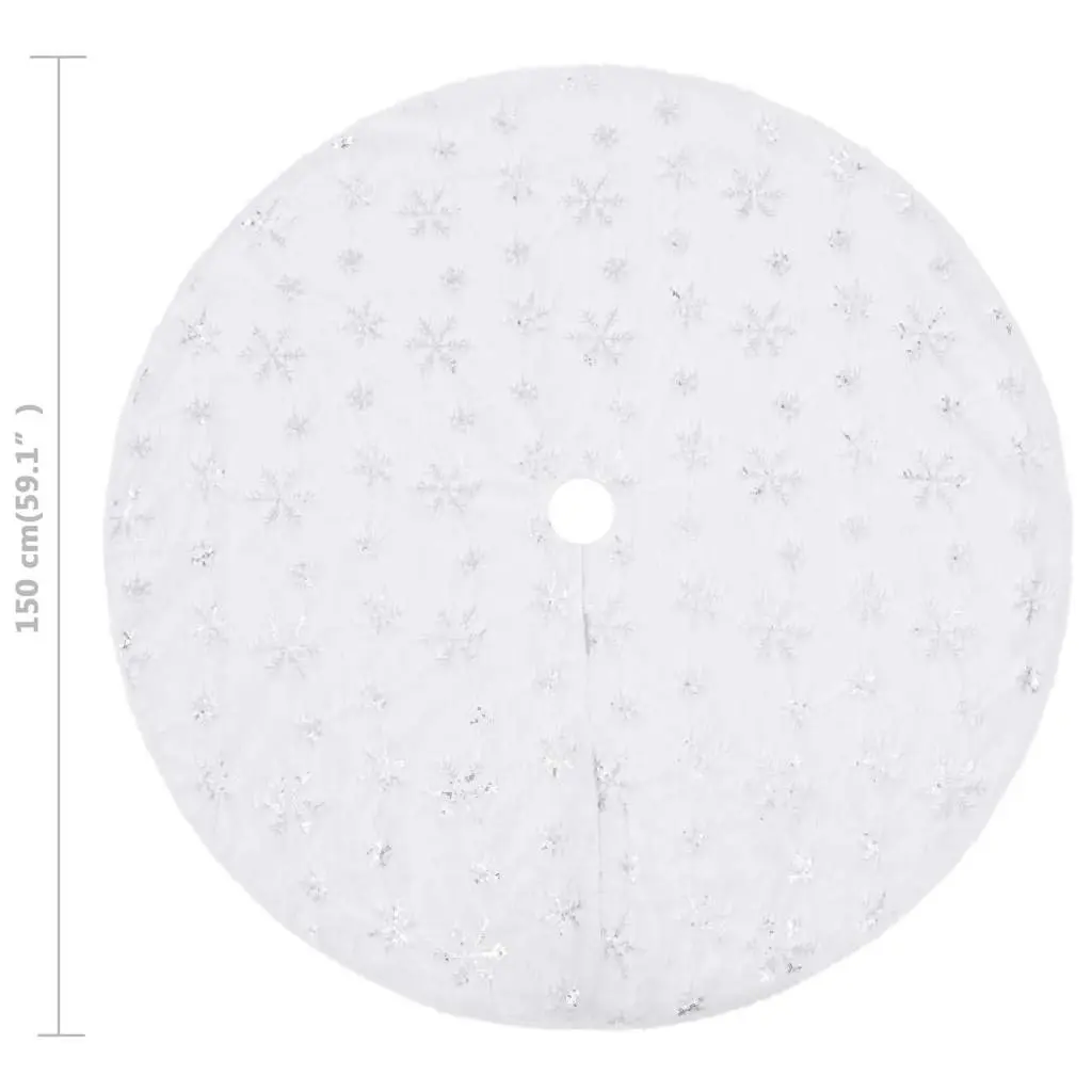 Christmas Tree Skirt White Faux Fur 150cm Holiday Base Decoration
