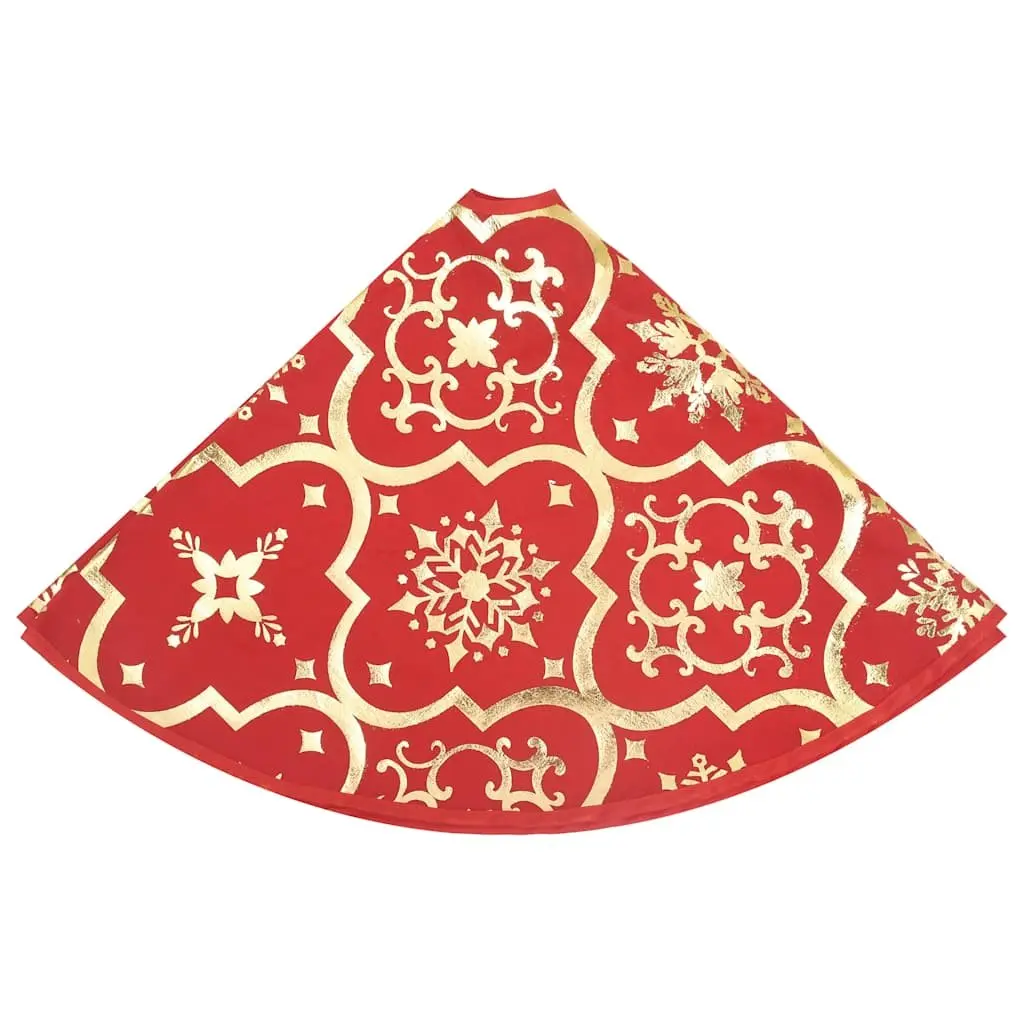 Christmas Tree Skirt Red 122cm Fabric for Holiday Decor with Matching Sock
