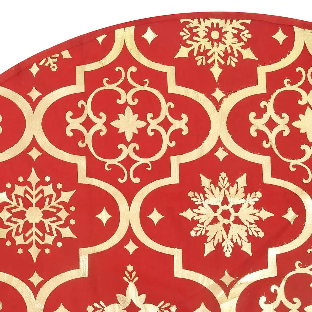 Christmas Tree Skirt Red 122cm Fabric for Holiday Decor with Matching Sock