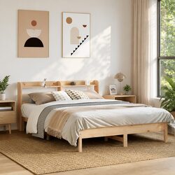150x200cm Bed Frame in Solid Pinewood with Slats