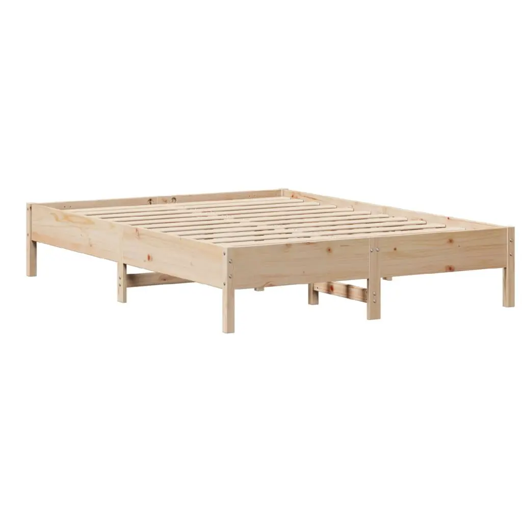 Bed Frame Bedroom 150x200cm Solid Wood Pine Slatted Base Headboard Storage Shelves