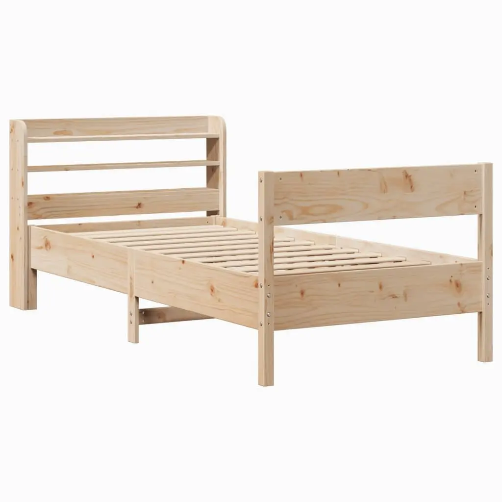 90 x 190 cm Bed Frame in Solid Pinewood with Slatted Base
