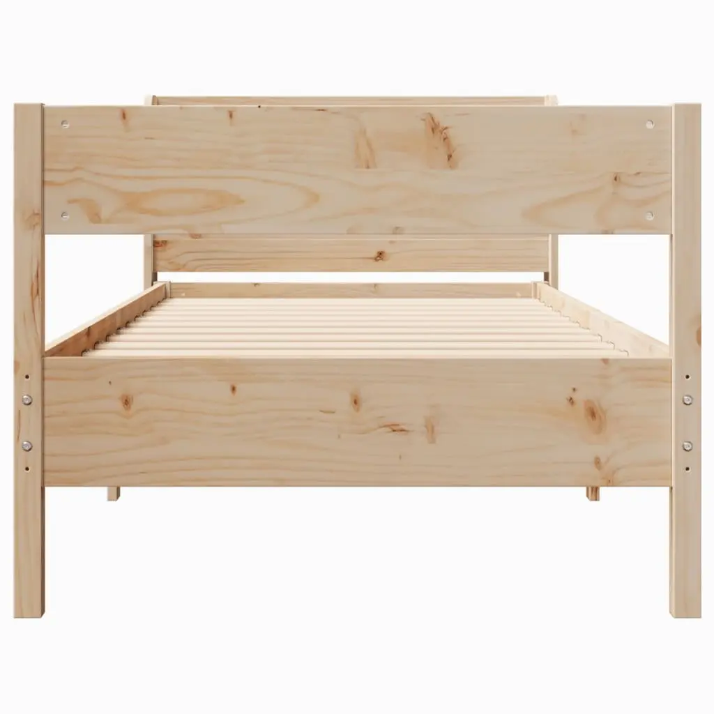 90 x 190 cm Bed Frame in Solid Pinewood with Slatted Base