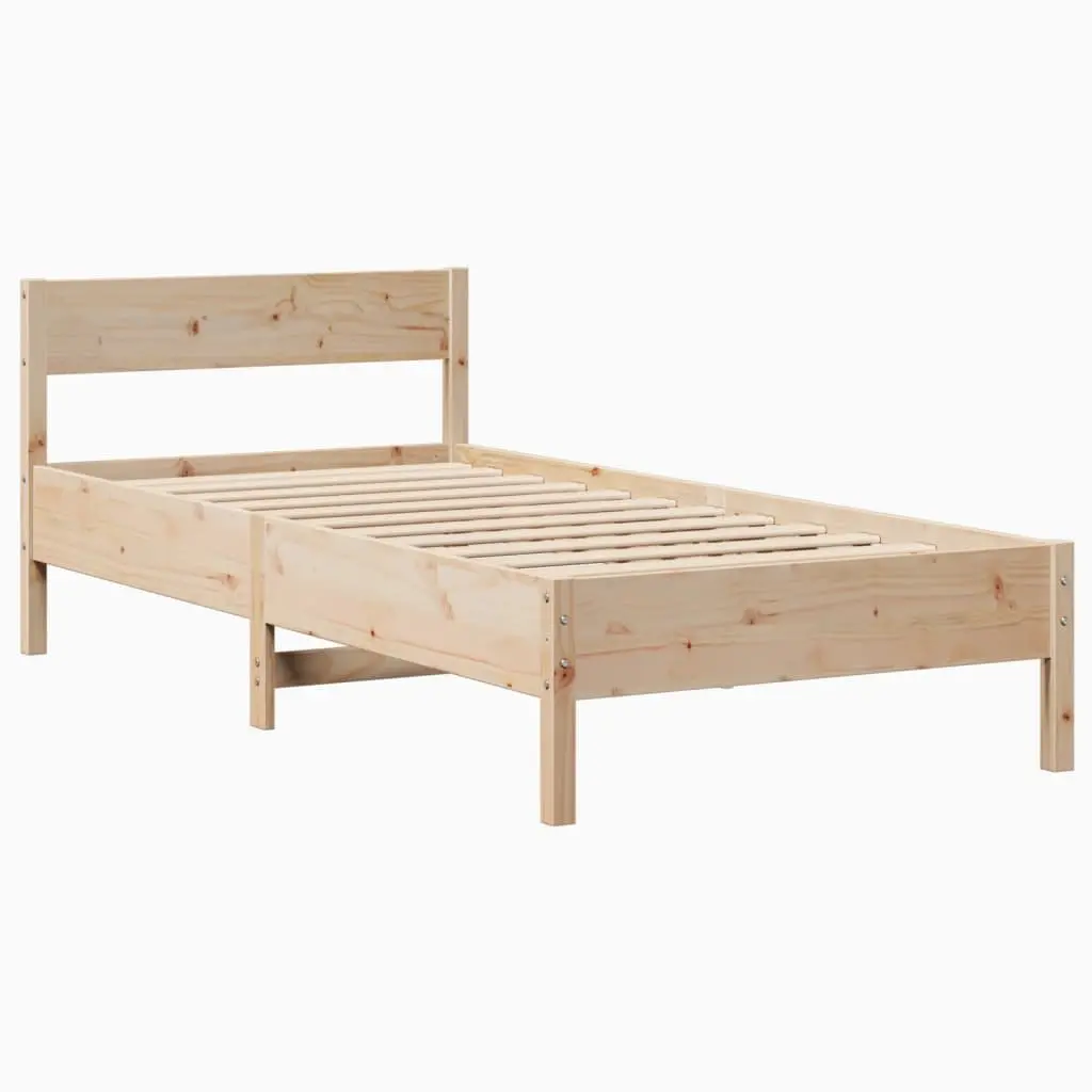 90 x 190 cm Bed Frame in Solid Pinewood with Slatted Base
