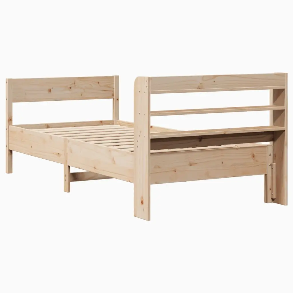 90 x 190 cm Bed Frame in Solid Pinewood with Slatted Base