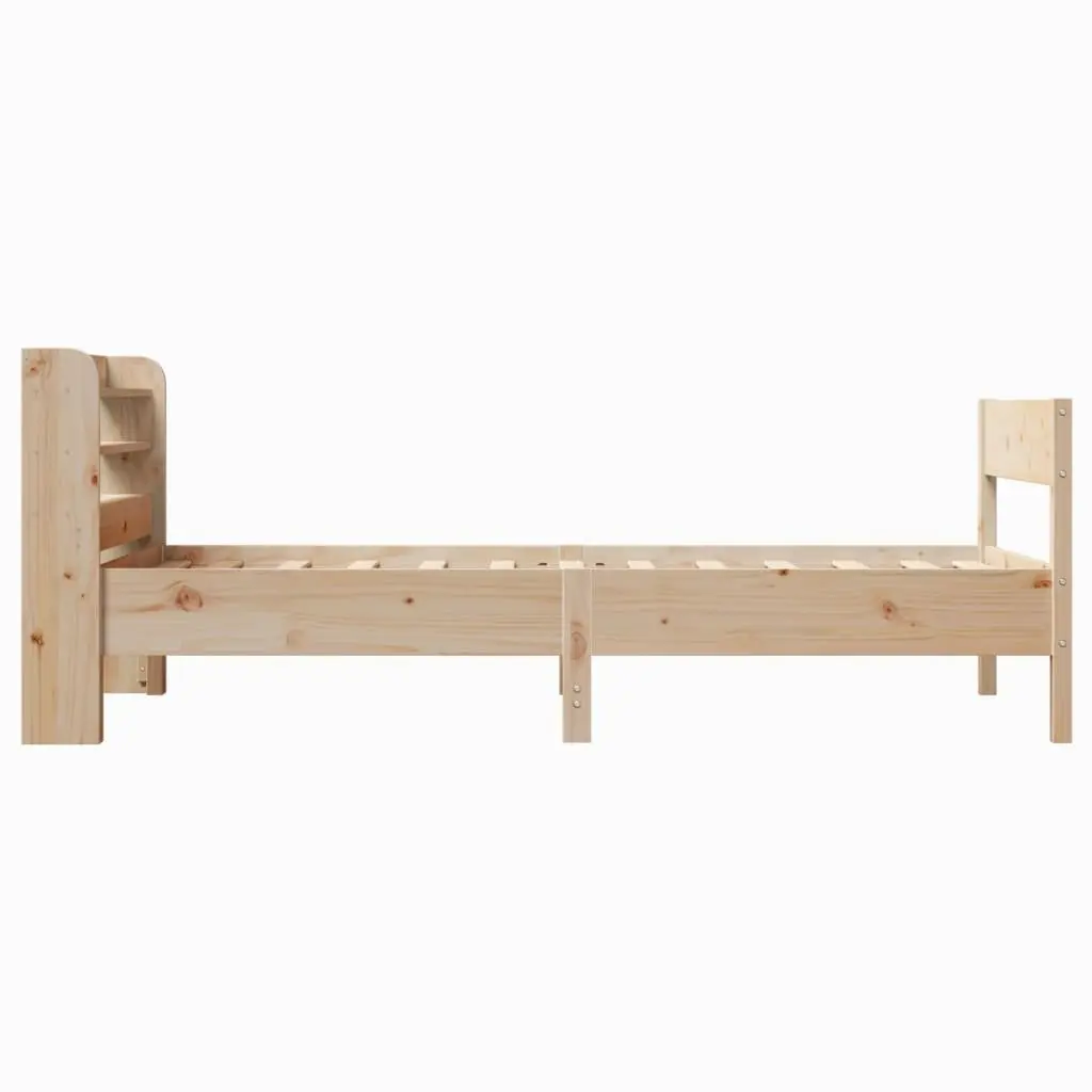 90 x 190 cm Bed Frame in Solid Pinewood with Slatted Base
