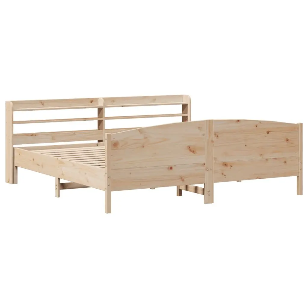 Solid Pine Bed Frame 180x200 cm with Storage and Slatted Base