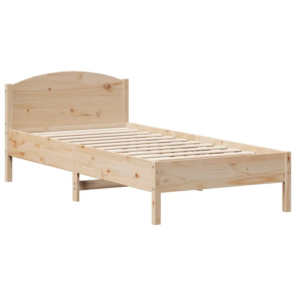 90x190 cm Solid Pine Bed Frame with Headboard and Shelves