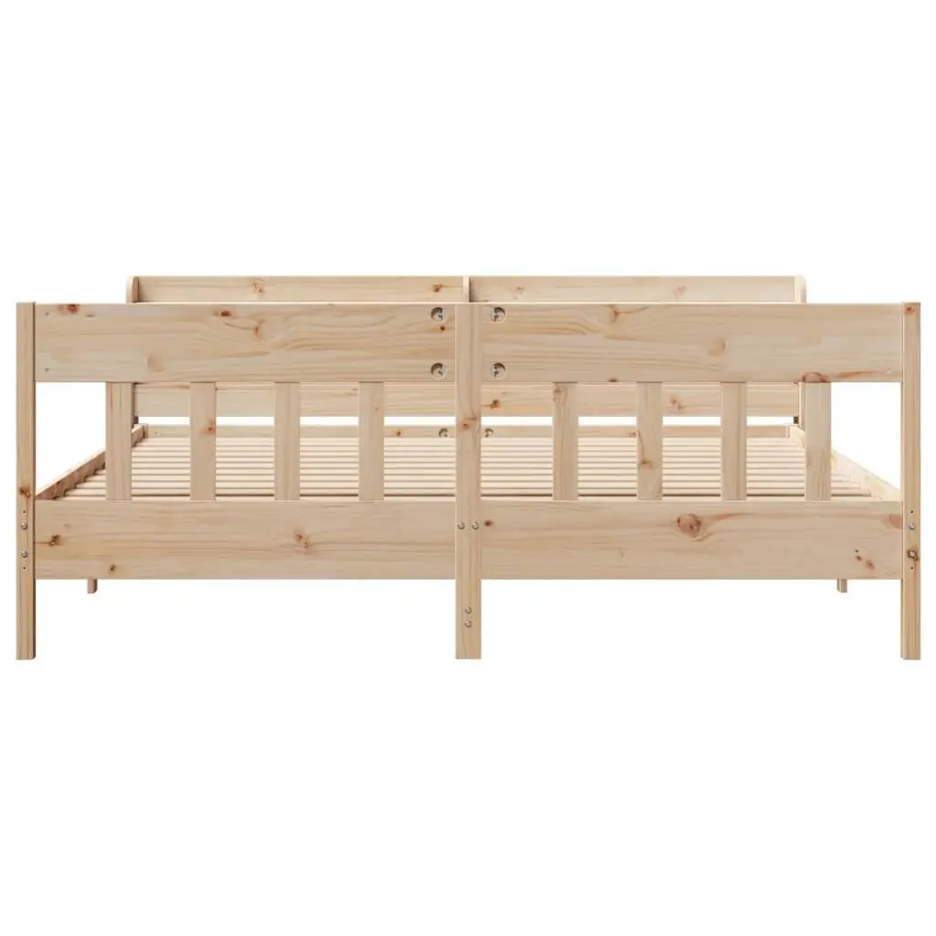 Pine Wood Bed Frame 180x200 cm with Slatted Base and Shelves