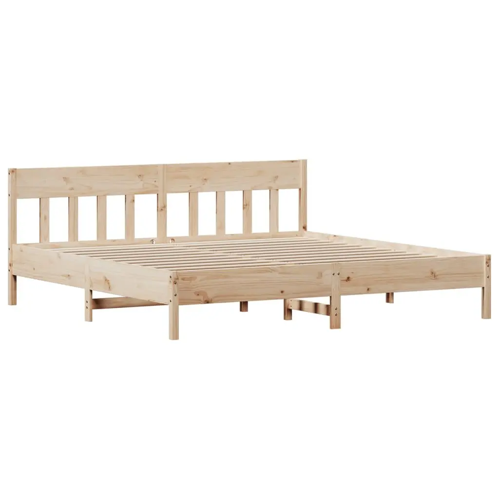 Pine Wood Bed Frame 180x200 cm with Slatted Base and Shelves
