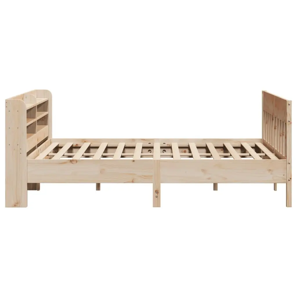 Pine Wood Bed Frame 180x200 cm with Slatted Base and Shelves