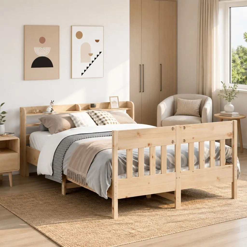 Solid Wood Pine Bed Frame 150x200 cm