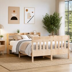 Specifications of Solid Pine Bed Frame 135x190 cm with Shelves