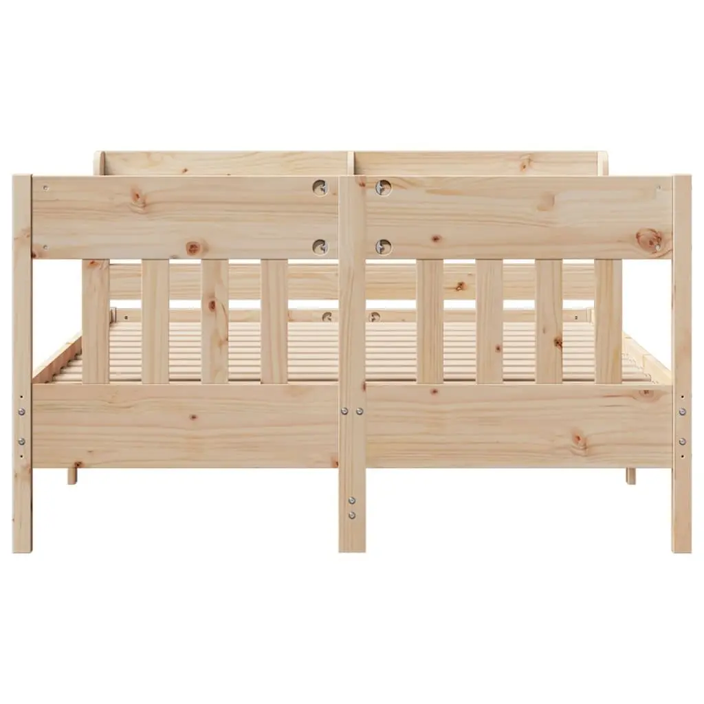 Solid Pine Bed Frame 135x190 cm with Shelves