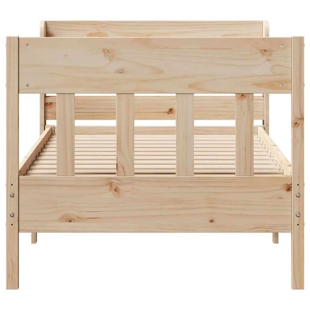 90x190 cm Solid Pine Bed Frame with Headboard and Shelves