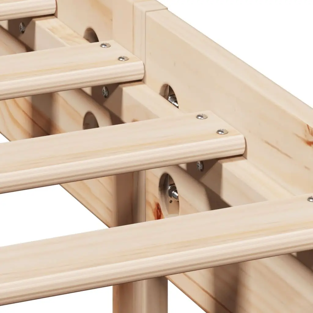 90x190 cm Solid Pine Bed Frame with Headboard and Shelves