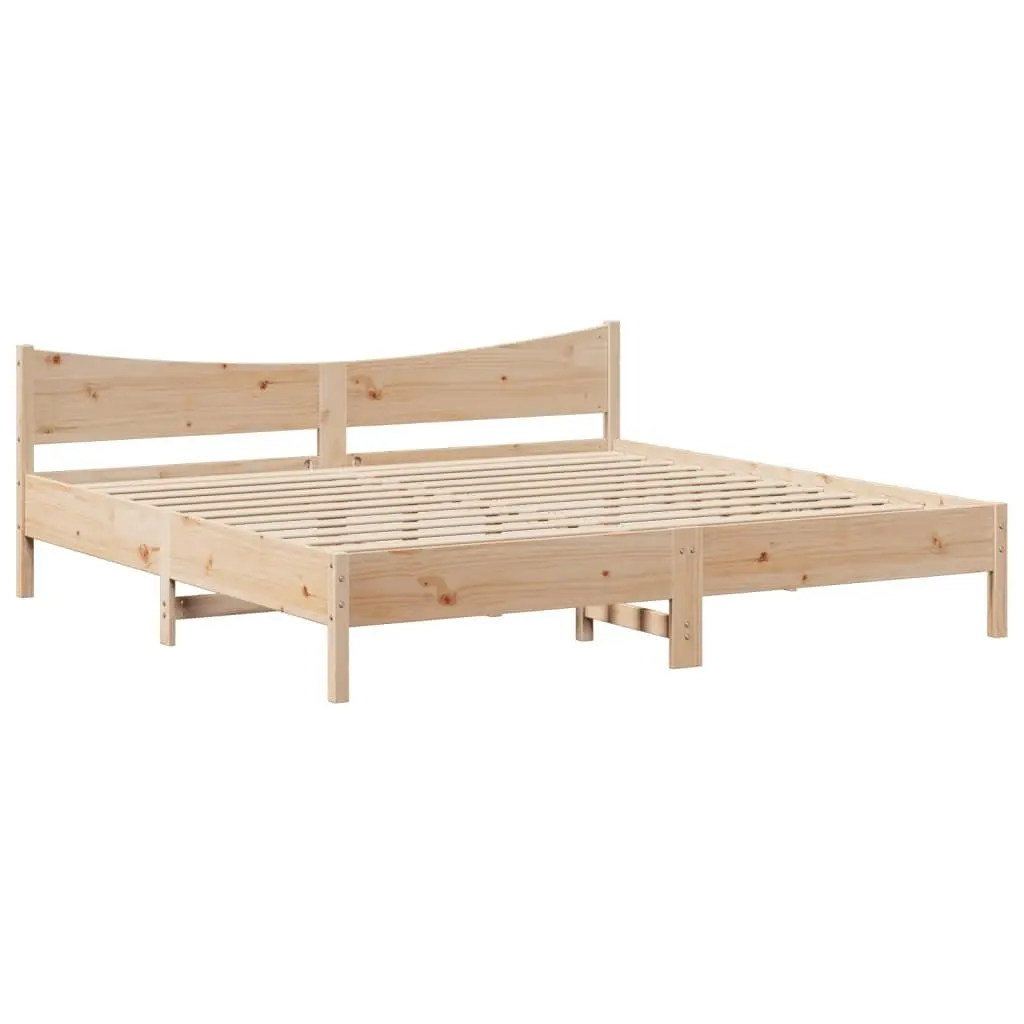 Pine Wood Bed Frame with Storage Headboard 180x200cm