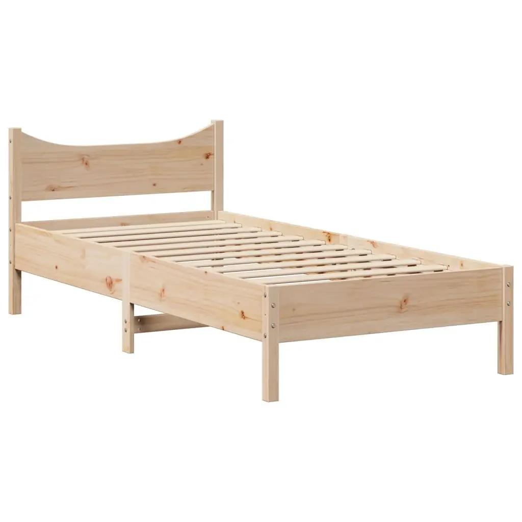 Bed Frame Bedroom 90x200 cm with Headboard Storage Shelves Solid Pine Wood