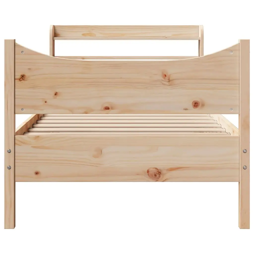 90x190 cm Bed Frame with Solid Pine Wood Headboard