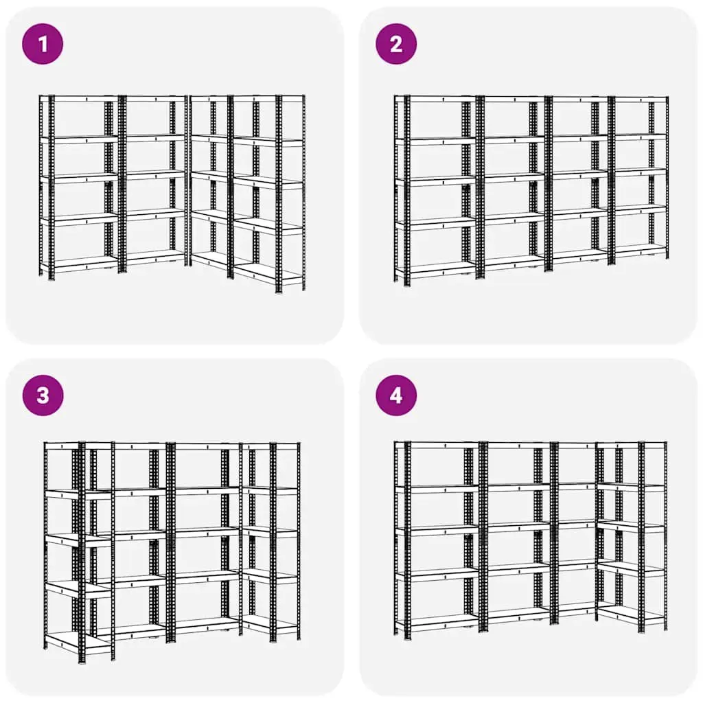 5-Layer Industrial Storage Shelves, 4 pcs