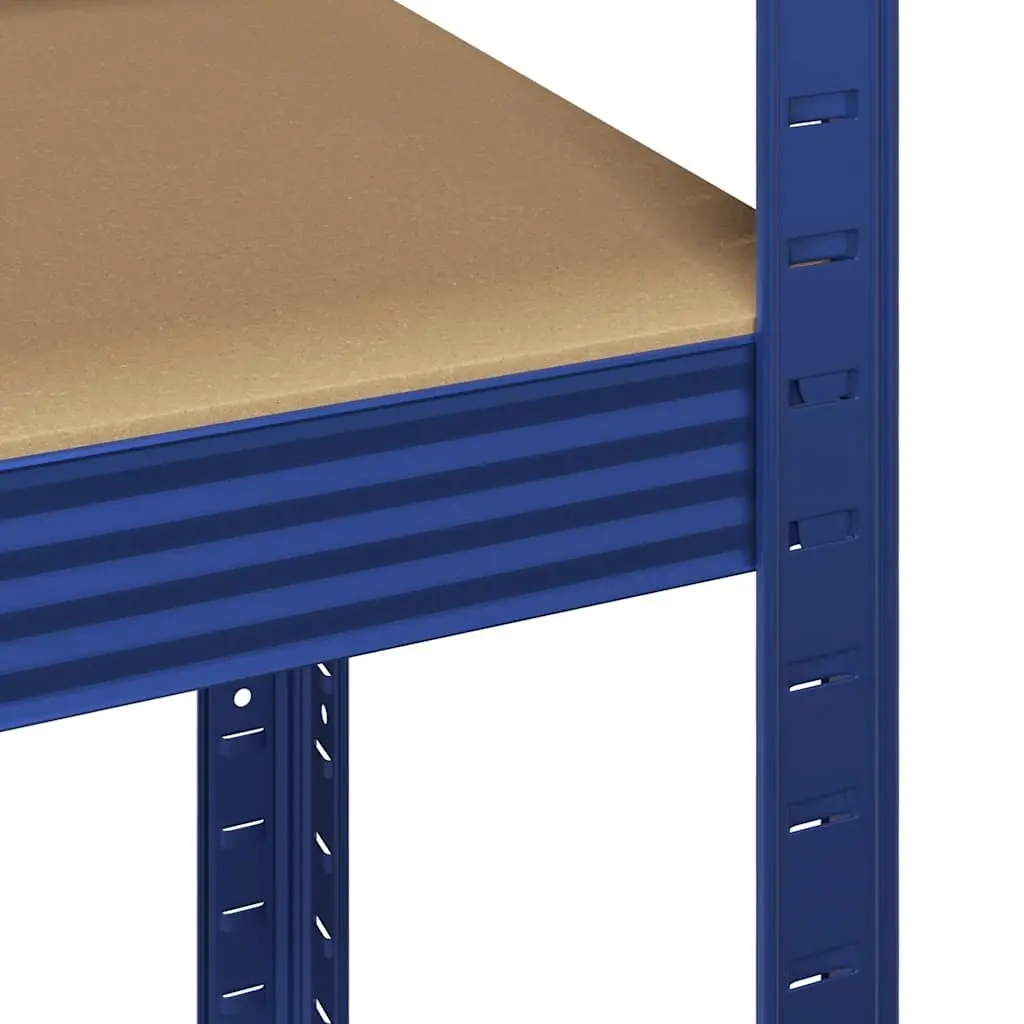 5-Layer Industrial Storage Shelves 4 Piece Set Blue Steel Engineered Wood Garage
