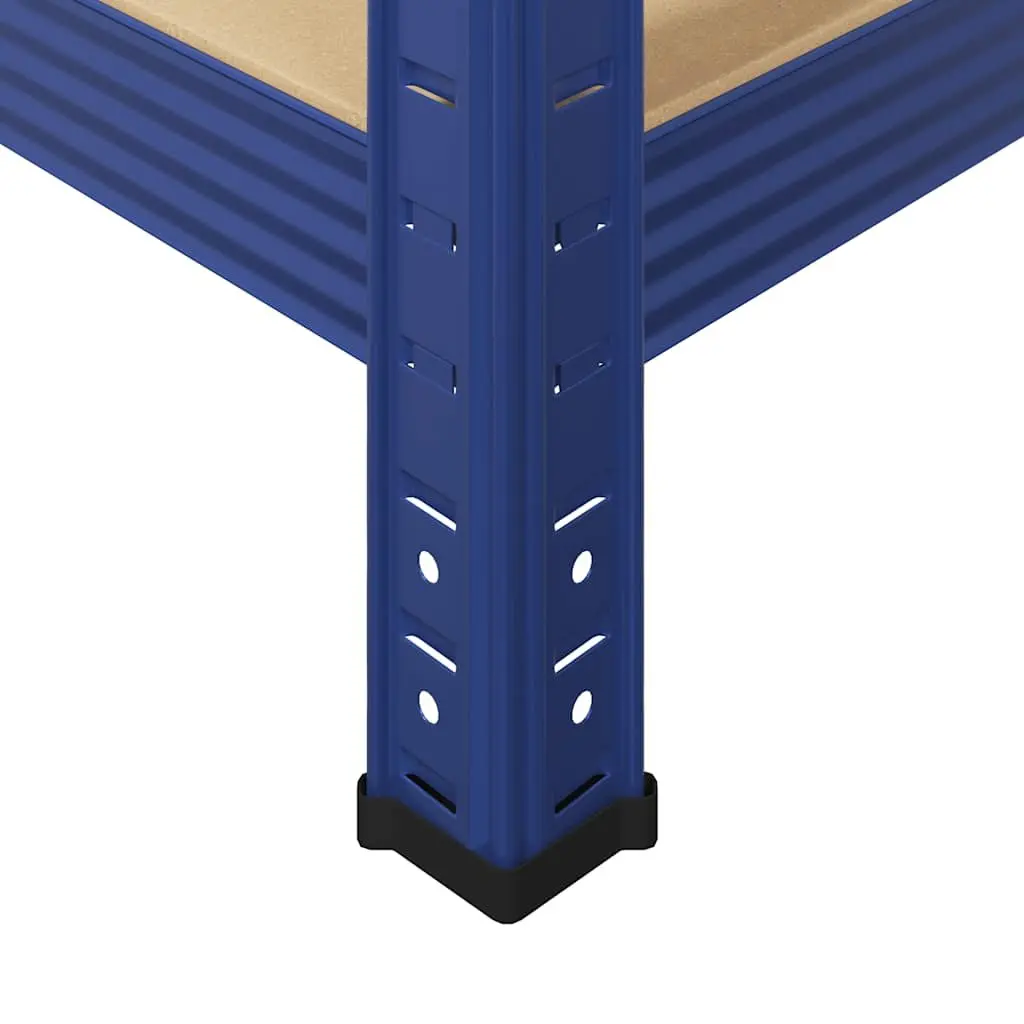5-Layer Industrial Storage Shelves 4 Piece Set Blue Steel Engineered Wood Garage