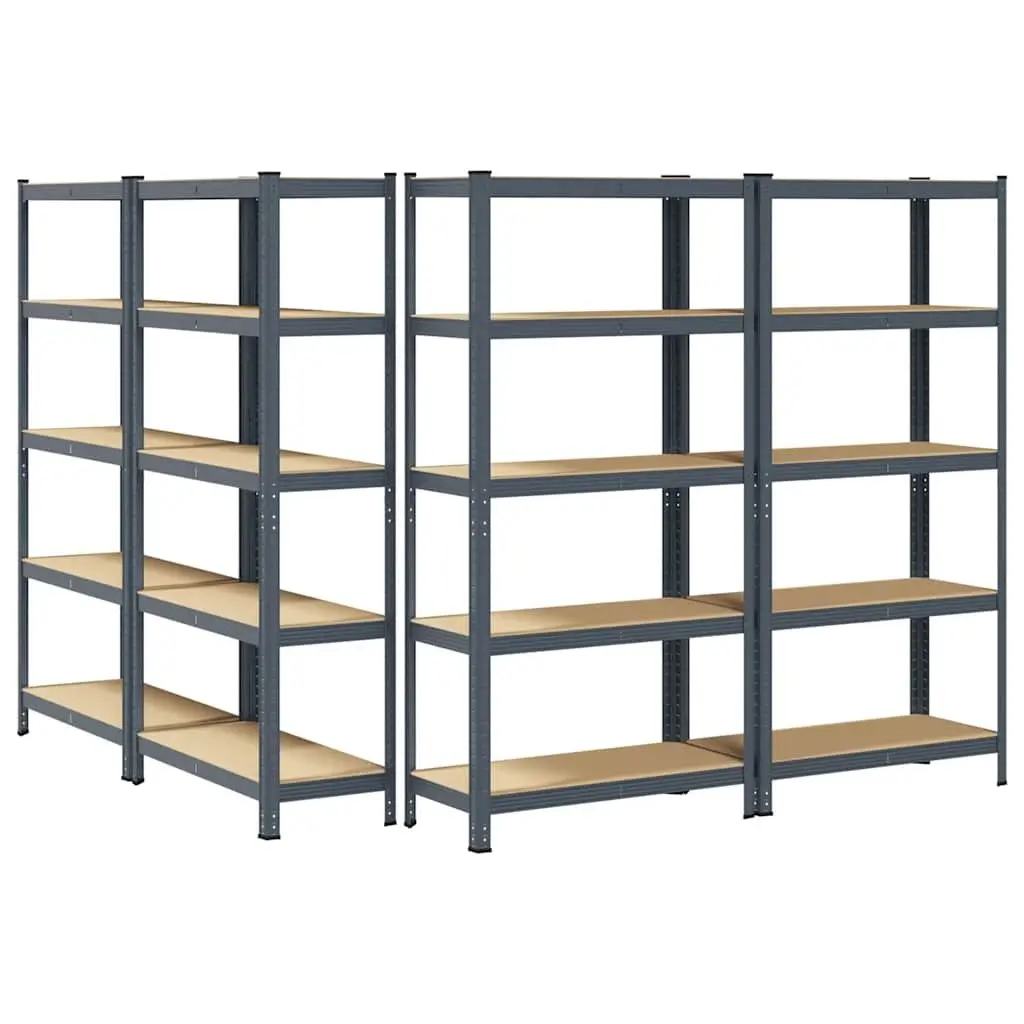 5-Layer Steel & Engineered Wood Storage Unit 4 pcs