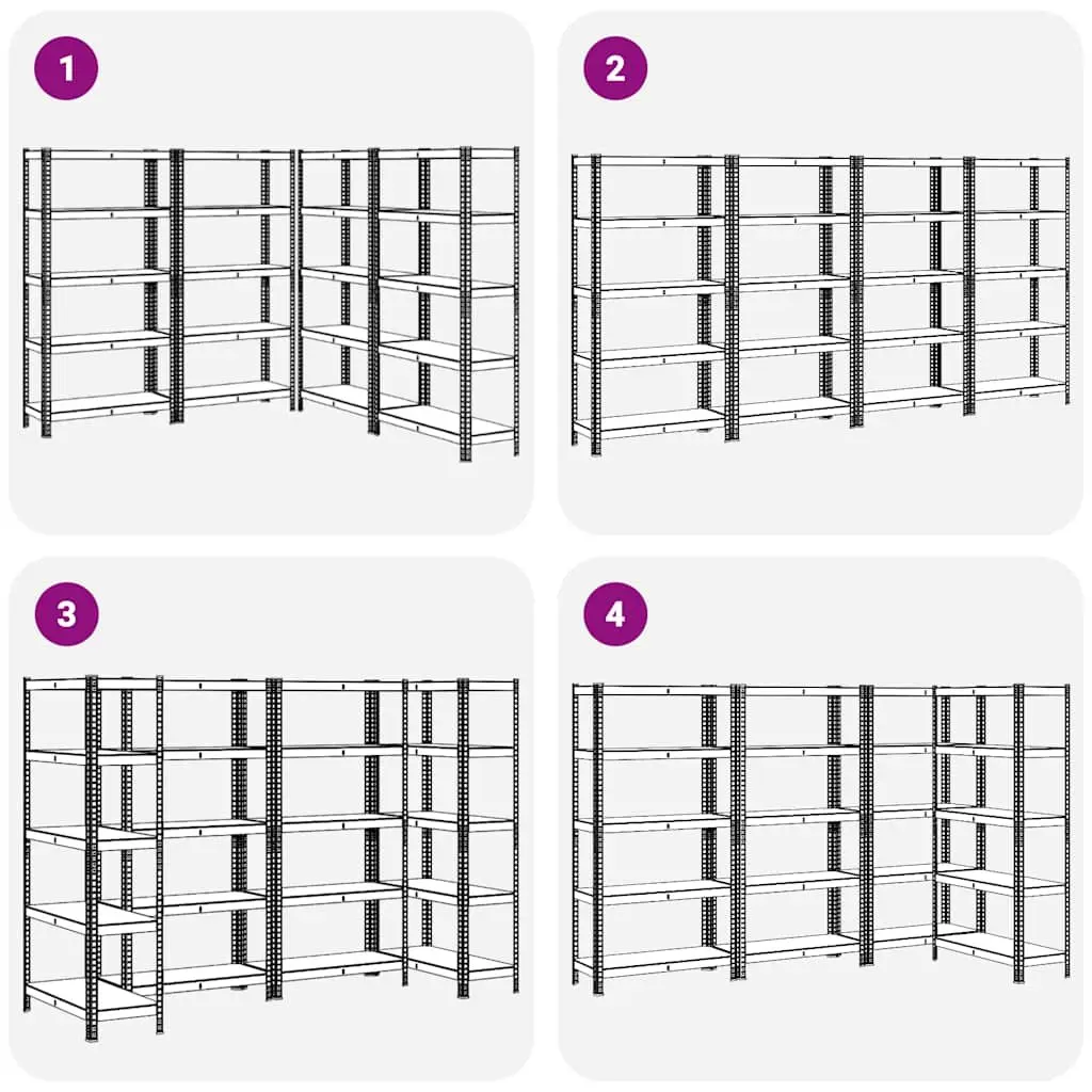 5-Layer Steel & Engineered Wood Storage Unit 4 pcs